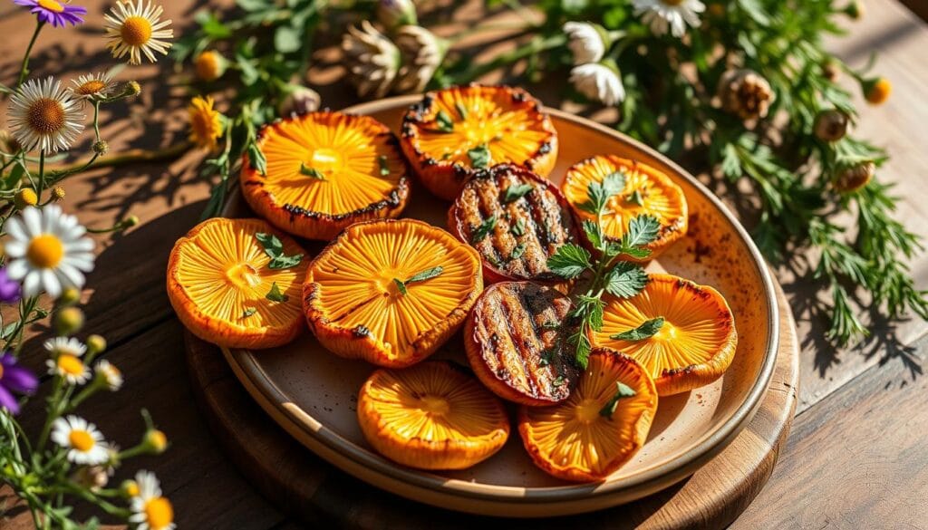 Grilled Chicken of the Woods Mushrooms