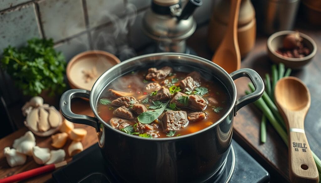 Beef Broth Preparation for Ramen