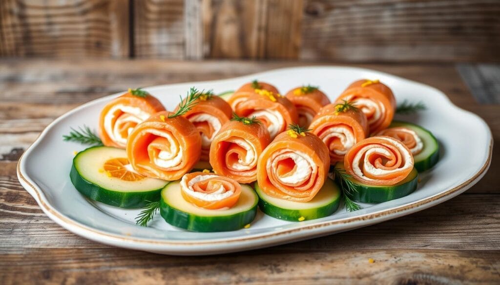 chatelaine smoked salmon roll on cucumber recipe