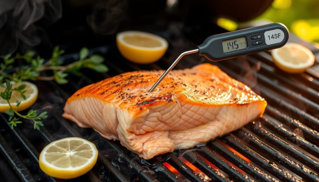 grilled salmon internal temperature