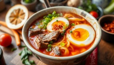 spicy beef ramen soup egg recipe