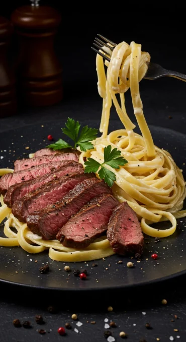 steak alfredo recipe