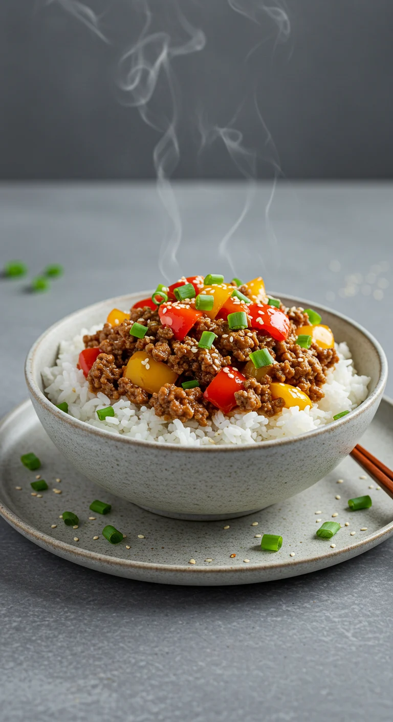 beef and pepper rice bowl recipe