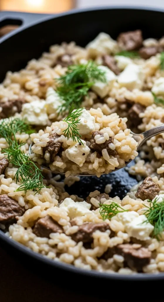 Creamy Lamb and Rice Skillet