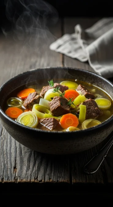 recipe for soup using leeks and beef